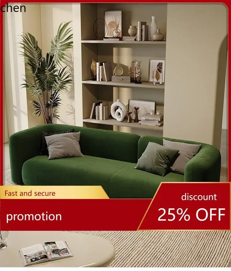 

HT Beauty Salon Clothing Store Apartment Homestay Living Room Dark Green Fabric Sofa Modern Simple Straight Row Sofa