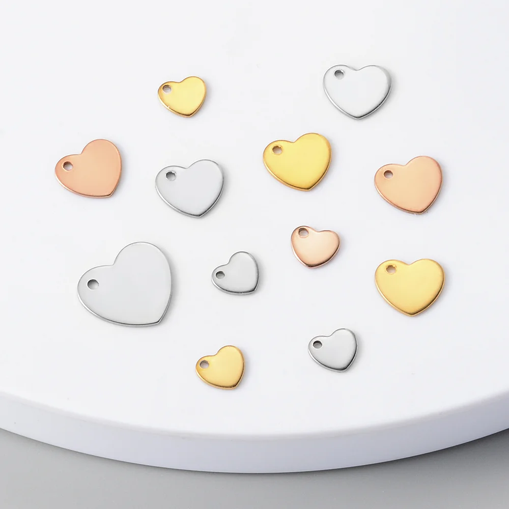 20 Stück/lot Edelstahl-Herzanhänger zum Stempeln, Rohling für DIY-Schmuckherstellung für Halskette, Armband oder Fußkette – Detail 6