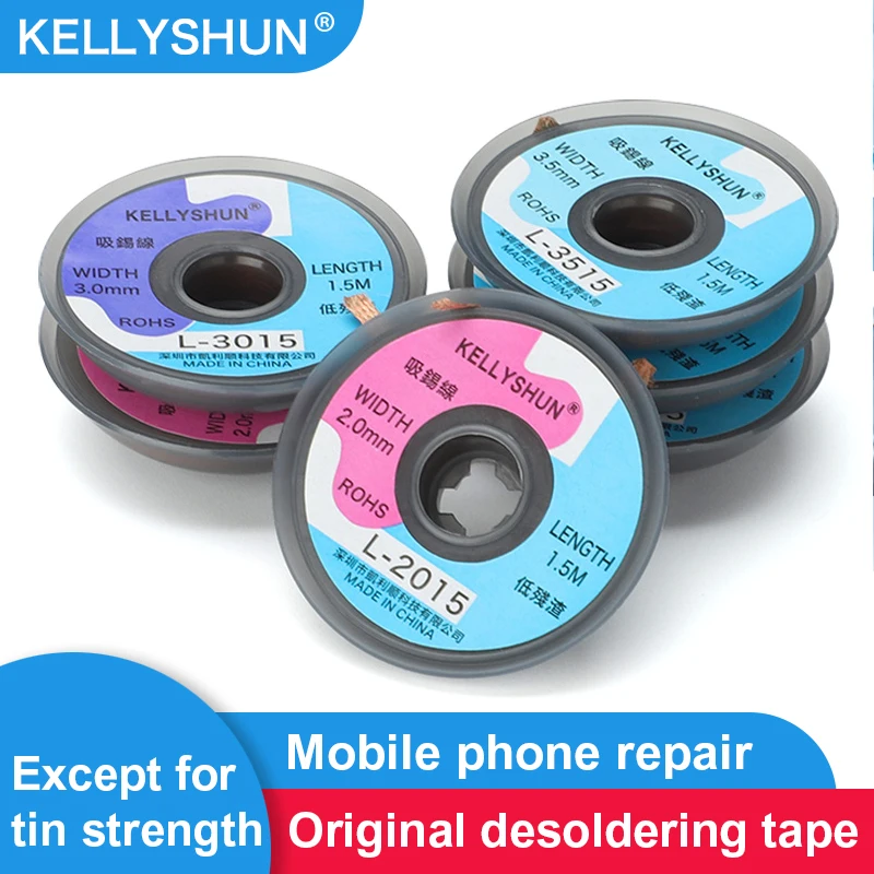 KELLYSHUN 5pcs Solder Solder Wire Desoldering Braid Welding Solder Remover Wick Wire Lead Cord Flux BGA Repair Tool