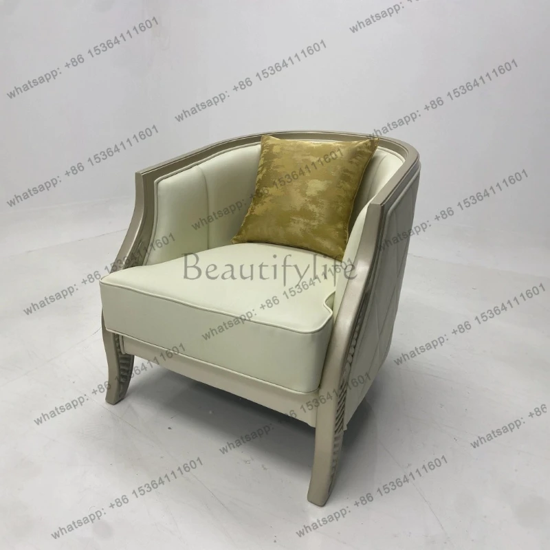 French light luxury fabric single chair American curved carved modern sofa leisure chair
