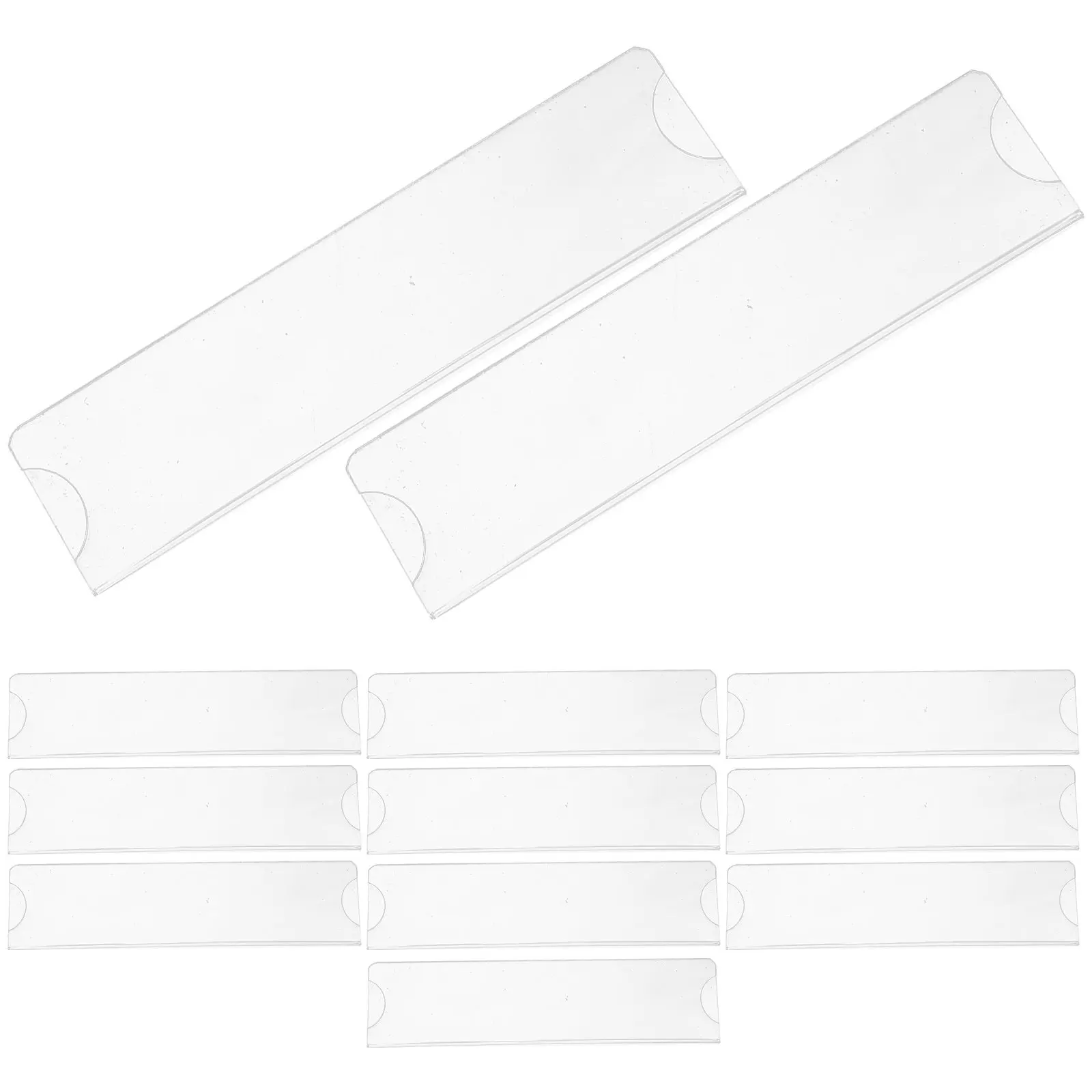 12Pcs Transparent Acrylic Sign Holder 2x8 Inch Clear Door Name Plate Holder Strong Adhesive Desk Label Display Office Classroom