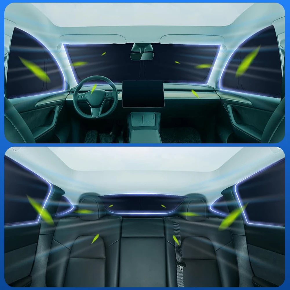 

8Pcs/Set Car Multi Sun Shade Ultraviolet Isolation Total Blackout Sun Visors for Tesla Model Y 2020-2024 All Windows