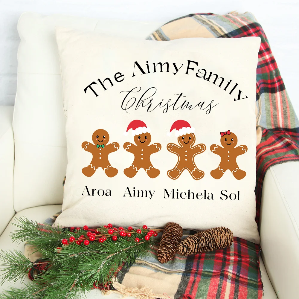 

Personalised Christmas Cushion Family Christmas Cushion Family Gingerbread Xmas Decoration Room Presents Xmas Decoration Gift