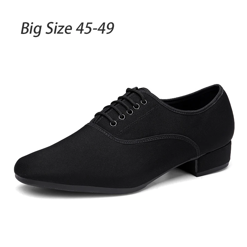 Men's Ballroom Dance Shoes Lace-up Dancing Shoes for Latin Tango Salsa Waltz, Black Oxford Indoor Dance Shoes Men Big Size 48 49