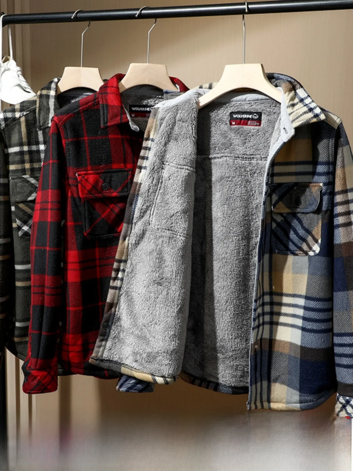 

Thiened Fce Plaid Flannel Casual irt for Men Winter Proof Stand Fit Faion Urban Sle Long Sve Daily Wear