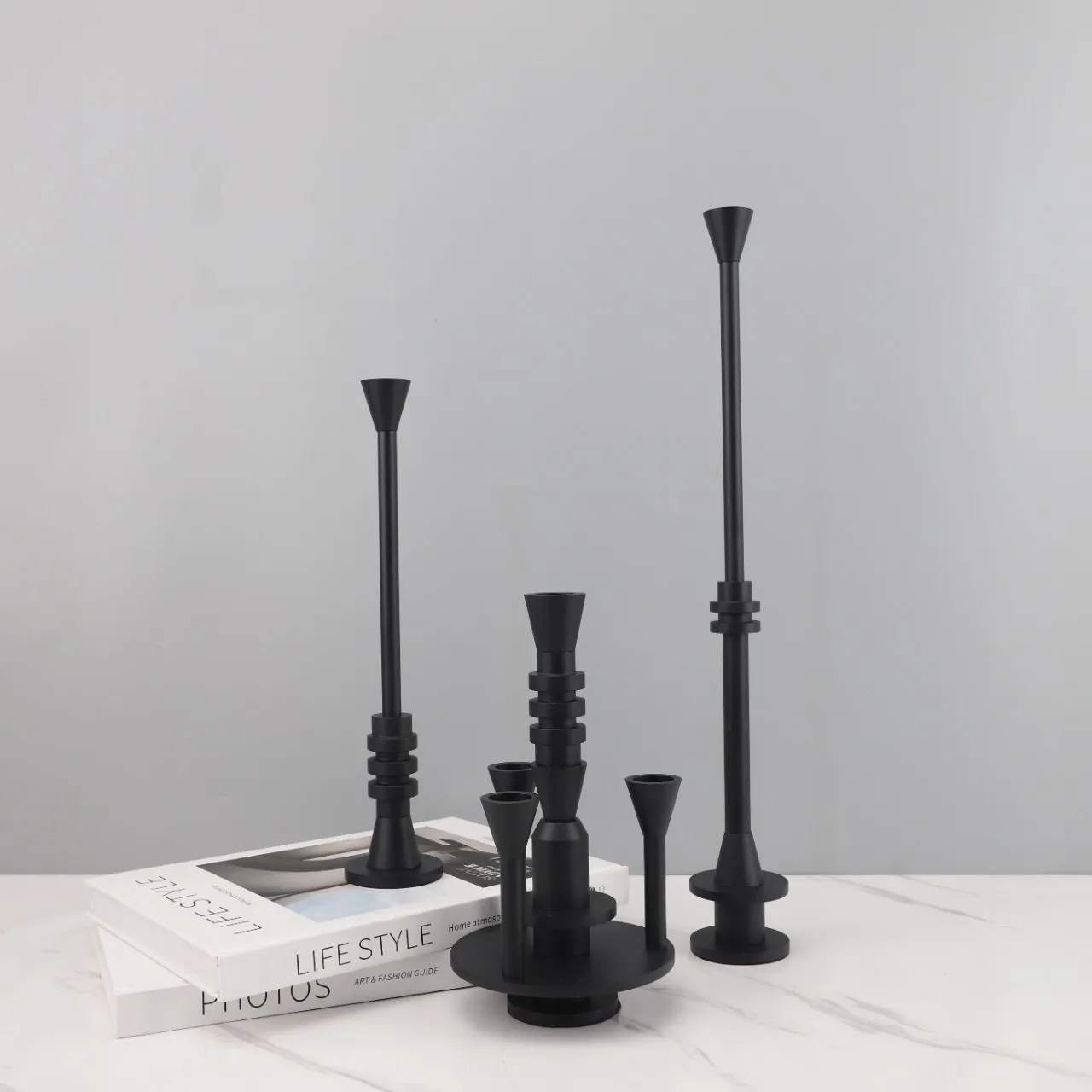 Metal Candle Holders Candleholder Black Geometry Combination Ornaments Wedding Centerpieces Desk Decorations Home Decor