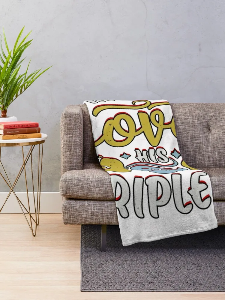 This Dad Loves His Triplets ,cool dad loves his triplets, this dad loves his triplets daddy T-Shirt Throw Blanket