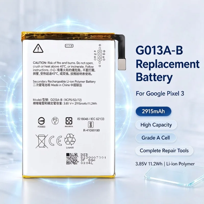 G013A-B Replacement Battery For Google Pixel 3, High Capacity Grade A Cell Mobile Phone Battery with Complete Repair Tools