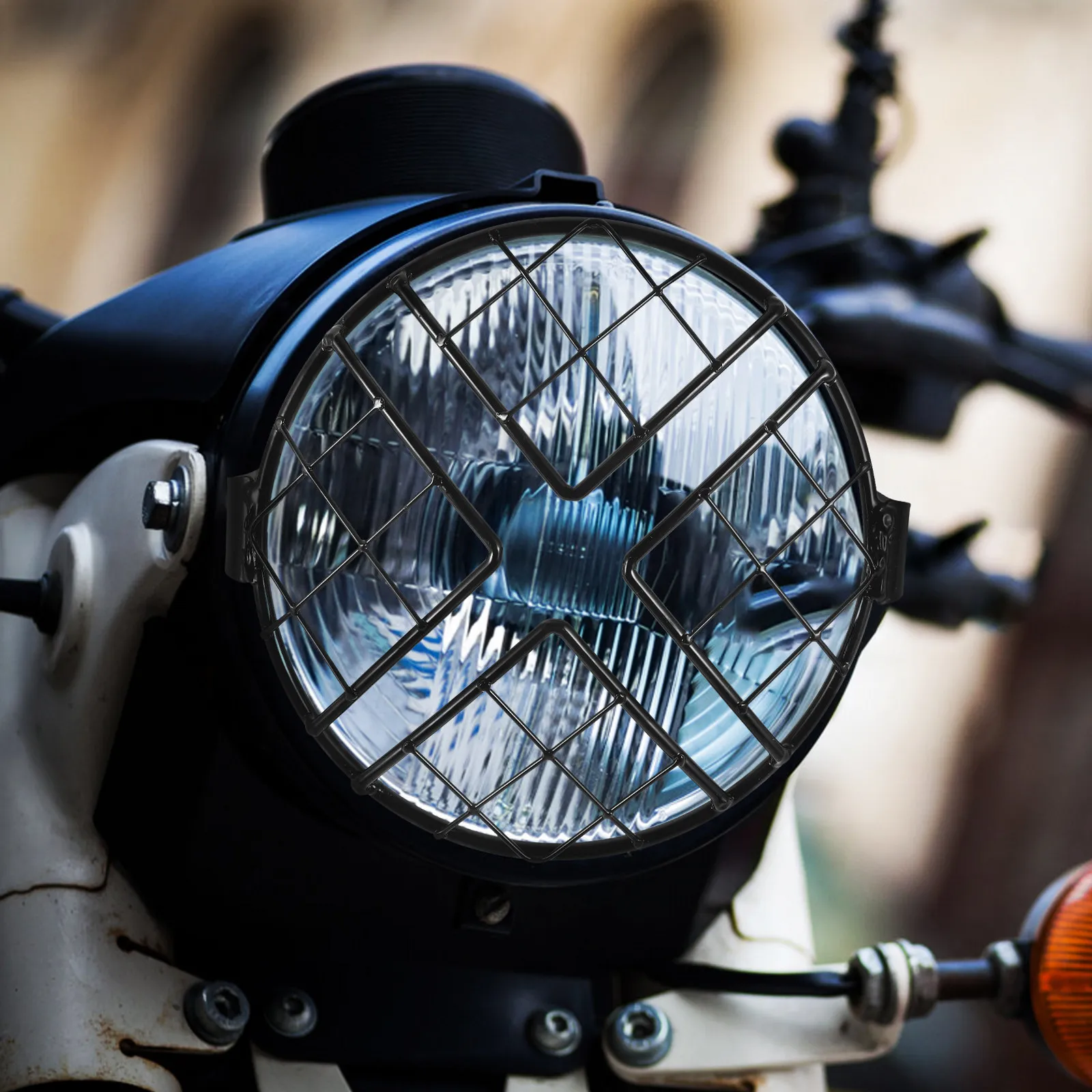 

Защитная решетка для фар мотоцикла, винтажный дизайн, для круглых фар, с превосходной ударопрочностью и простотой установки