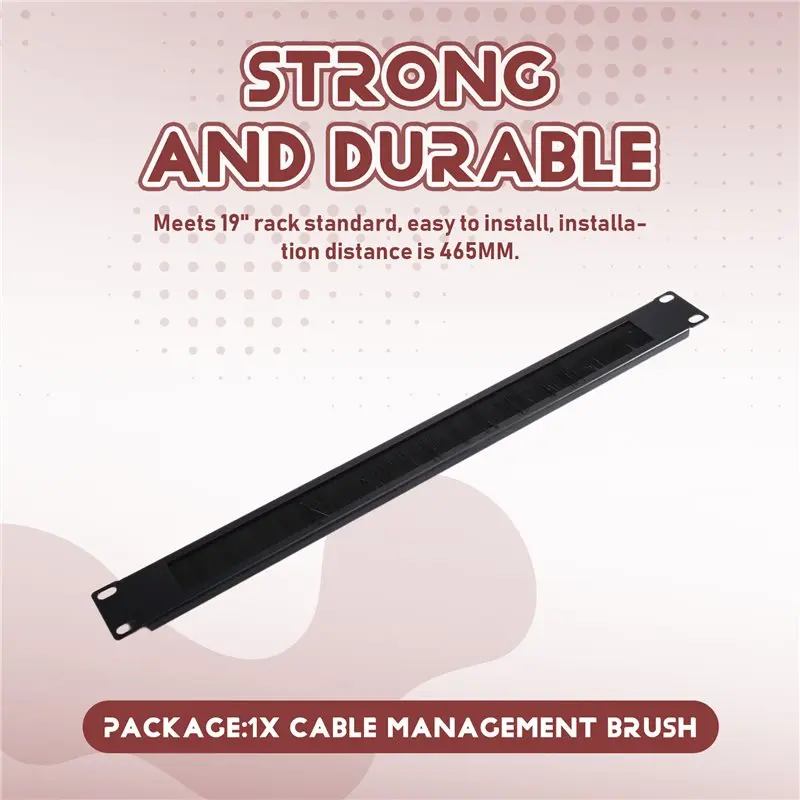 【Y19A】Steel Cable Management Brush Panel Black Cable Organizer Cable Management Brush Panel For 19 Inch Rack Patch Panel System
