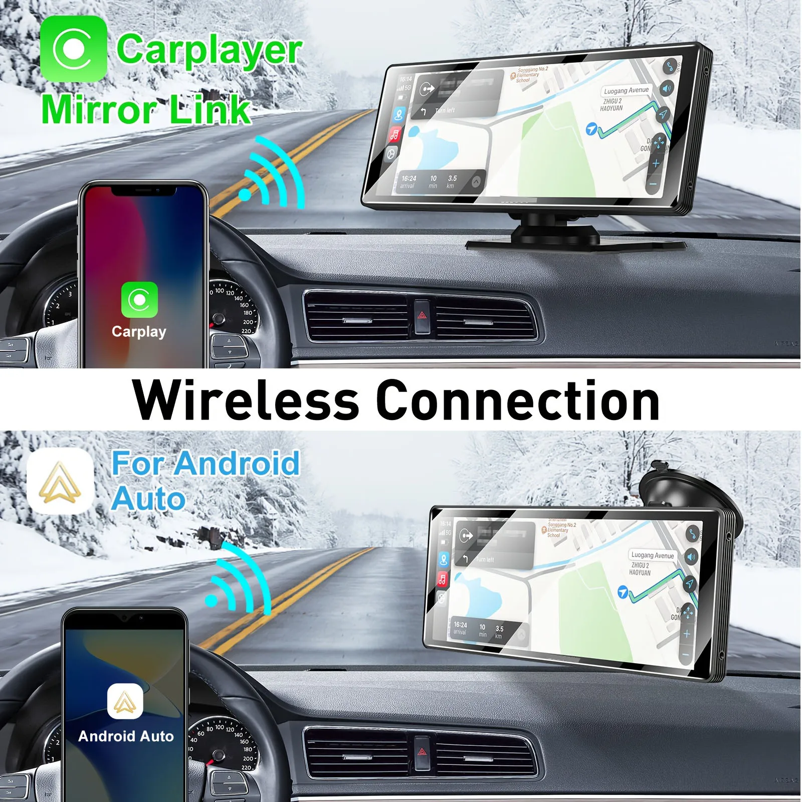 CarPlay-Bildschirm für Auto Apple CarPlay & Android Auto, HD-Touchscreen-Autoradio, Bluetooth, GPS-Navigation