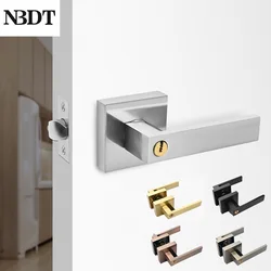 1Pc Aluminum Square Lever Bedroom Lock With Keys Gold Red Copper
