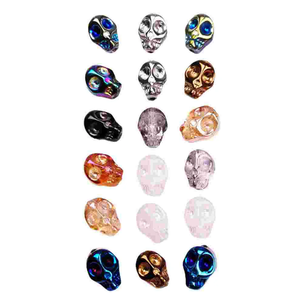 

50 Pcs Electroplating Skull Spacer Beads Handmade Charms Shaped Halloween Jewelry Decor Glass Child Decorative