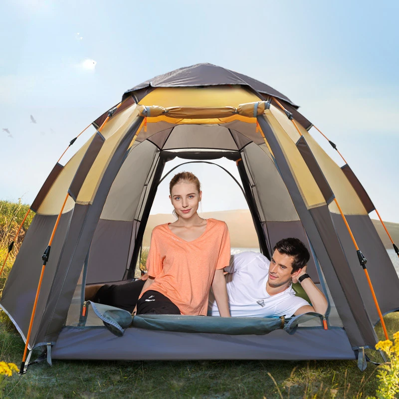 Hexagonal Automatic Outdoor Tent Rainproof and Sun Protection Folding Quickly Open Portable Beach Picnic Camping