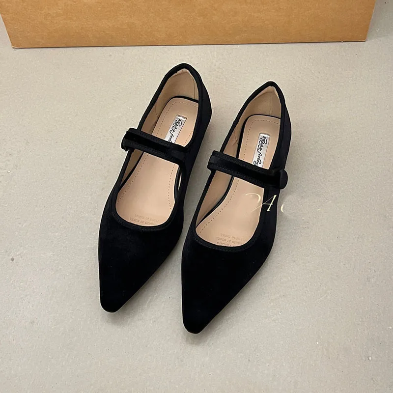 Neue modische Damen-Mary-Jane-Schuhe mit spitzer Zehenpartie, flache Schuhe mit niedrigem Absatz, weiche Damen-Seidenschuhe, elegante Damen-Lolita-Schuhe – Detail 6