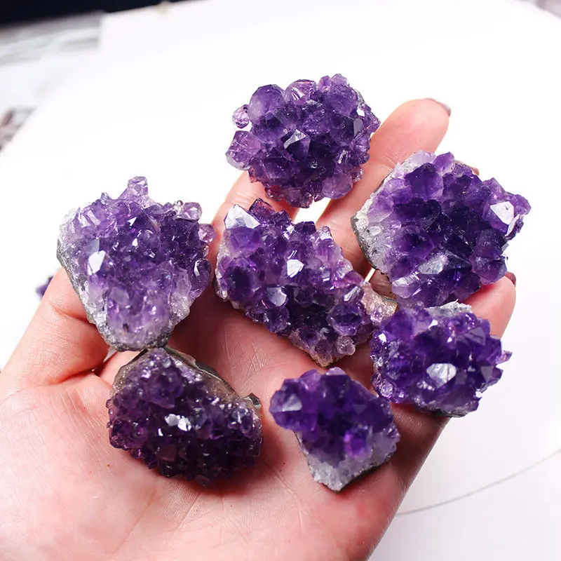 40-50g Natural Purple Amethyst Quartz Crystal Cluster Healing Stone Druzy Geode Mineral Rock Specimens Ornament Home Decor Gift