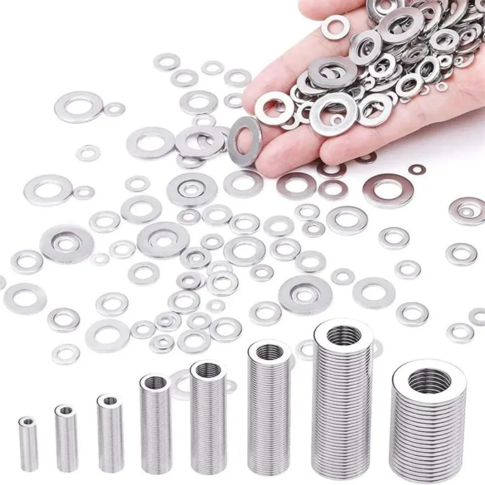 180PCS 304 Stainless Steel Stainless Steel Sealing Gasket Flat Design Durable Flat Washer Assortment Solid Construction