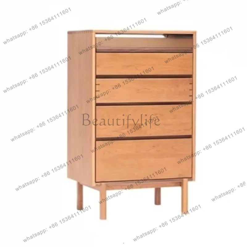 Retro Chinese style bedroom living room small apartment drawer cabinet bedside five buckets solid wood locker storage cabinet