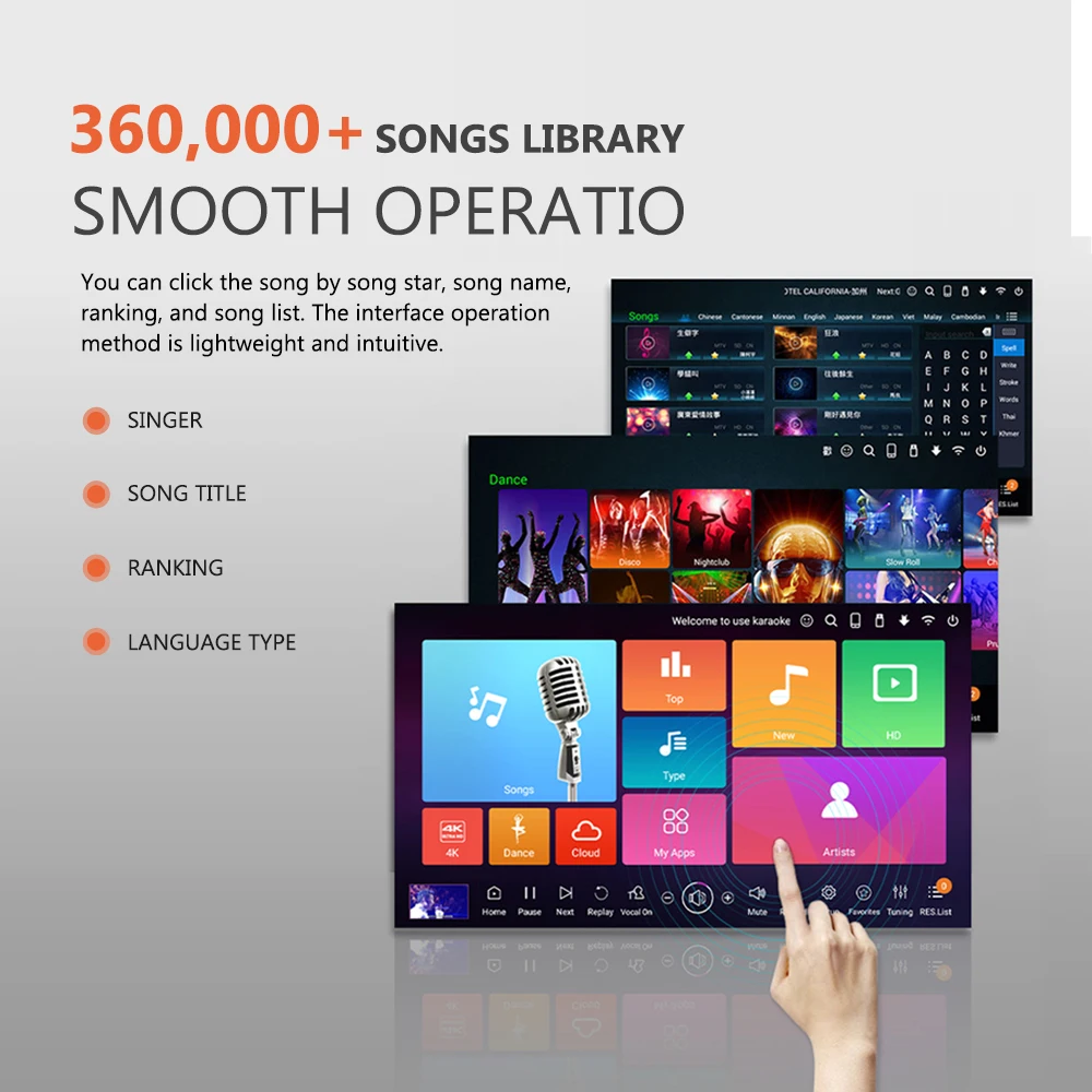 ZJZ 19.5 بوصة المهنية الأسرة KTV كاريوكي أغنية نظام الكاريوكي آلة مشغل فيديو الحفلات #3