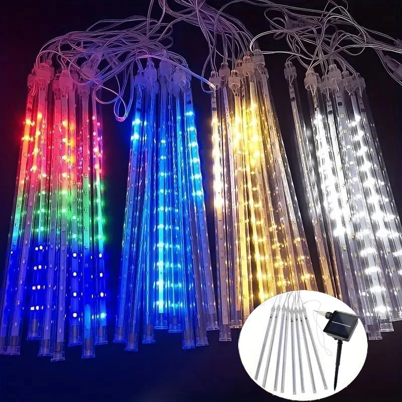 Imagem -06 - Meteor Shower Solar Led String Lights Fairy Guirlanda Decorações de Árvore de Natal Outdoor Garden Street Lights Tubos 30 cm 50cm