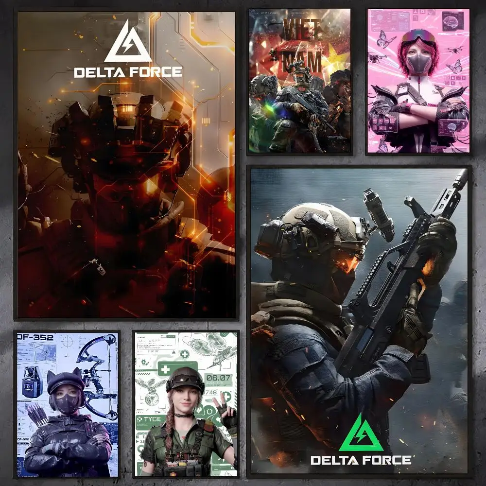 D-Delta F-Force Shooting Game Poster Waterproof Sticky Wall Art Print For Bedroom Living Room Hallway Bar Home Decor