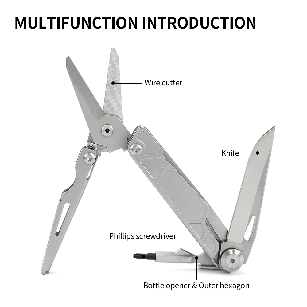 Tunafire Portable Pocket Folding Knife Multifunction Scissors Outdoor Camping Self Defense EDC Utility Stainless Steel Scissors