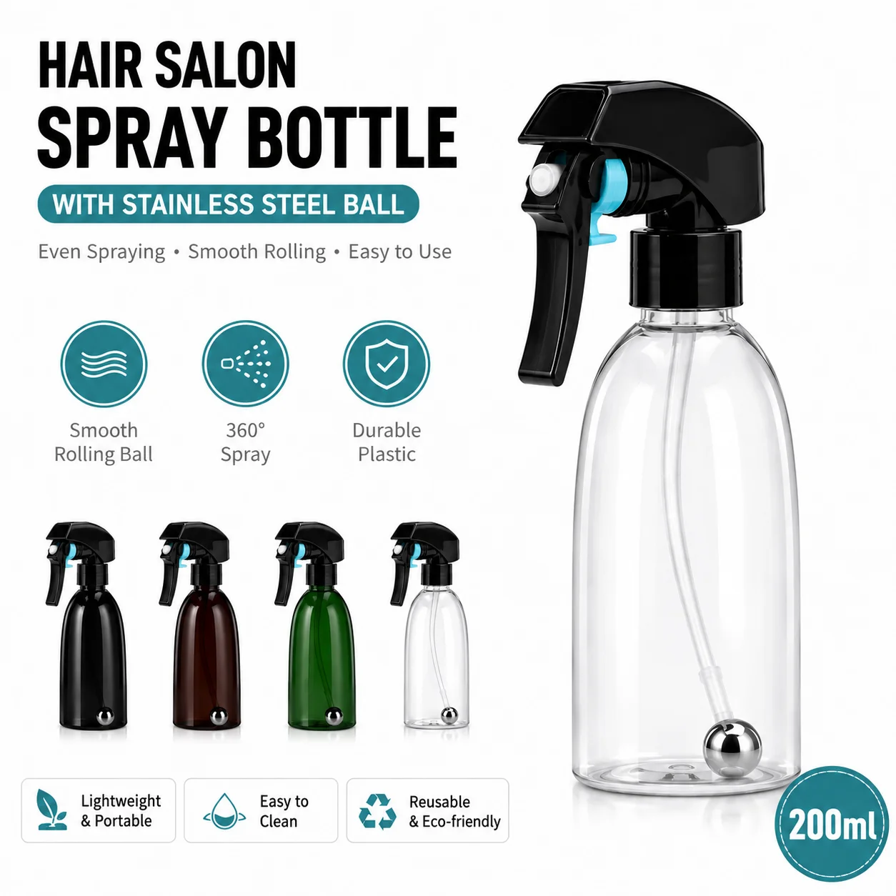 Barber Spray Bottles Ball Bearings Liquid Atomizer Hairdressing Refillable Bottle Fine Mist Water Sprayer Salon Tools