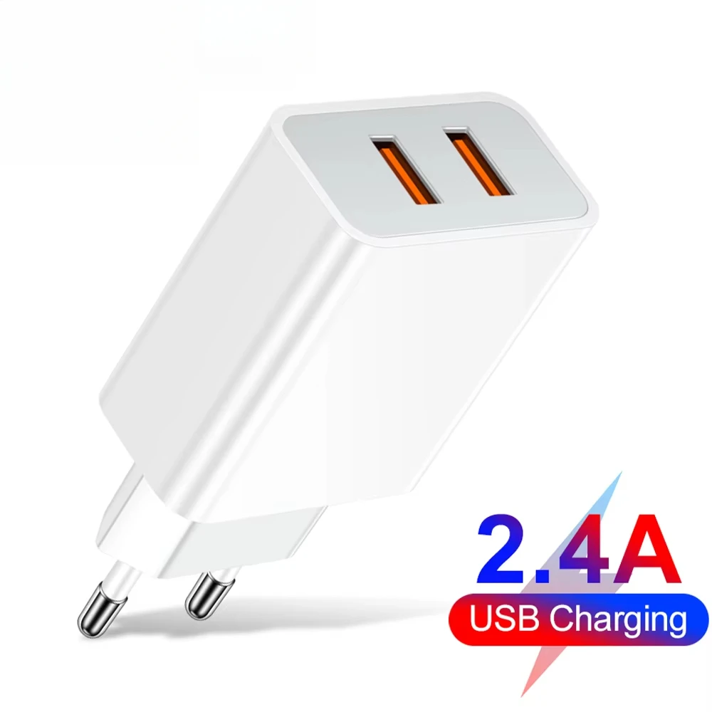 Muti 2 Ports USB Charger EU/US/UK Quick Charge 3.0 Real Fast Charging Mobile Phone Wall Adapter for Samsung S23 Xiaomi 15 Huawei