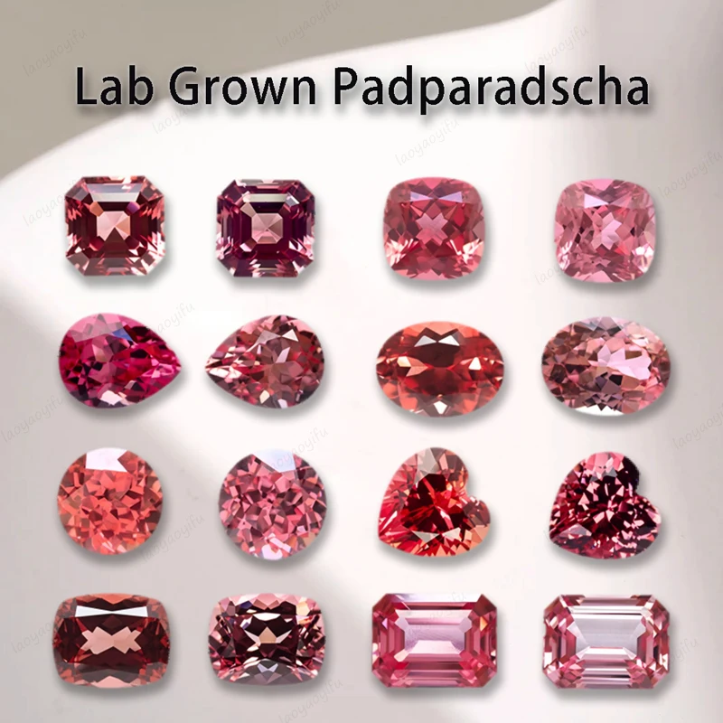 

Lab Grown Padparadscha Artificial Gemstone Multiple Shape Extremely Shiny Quality Charms Bead for Diy Jewelry Making Materials