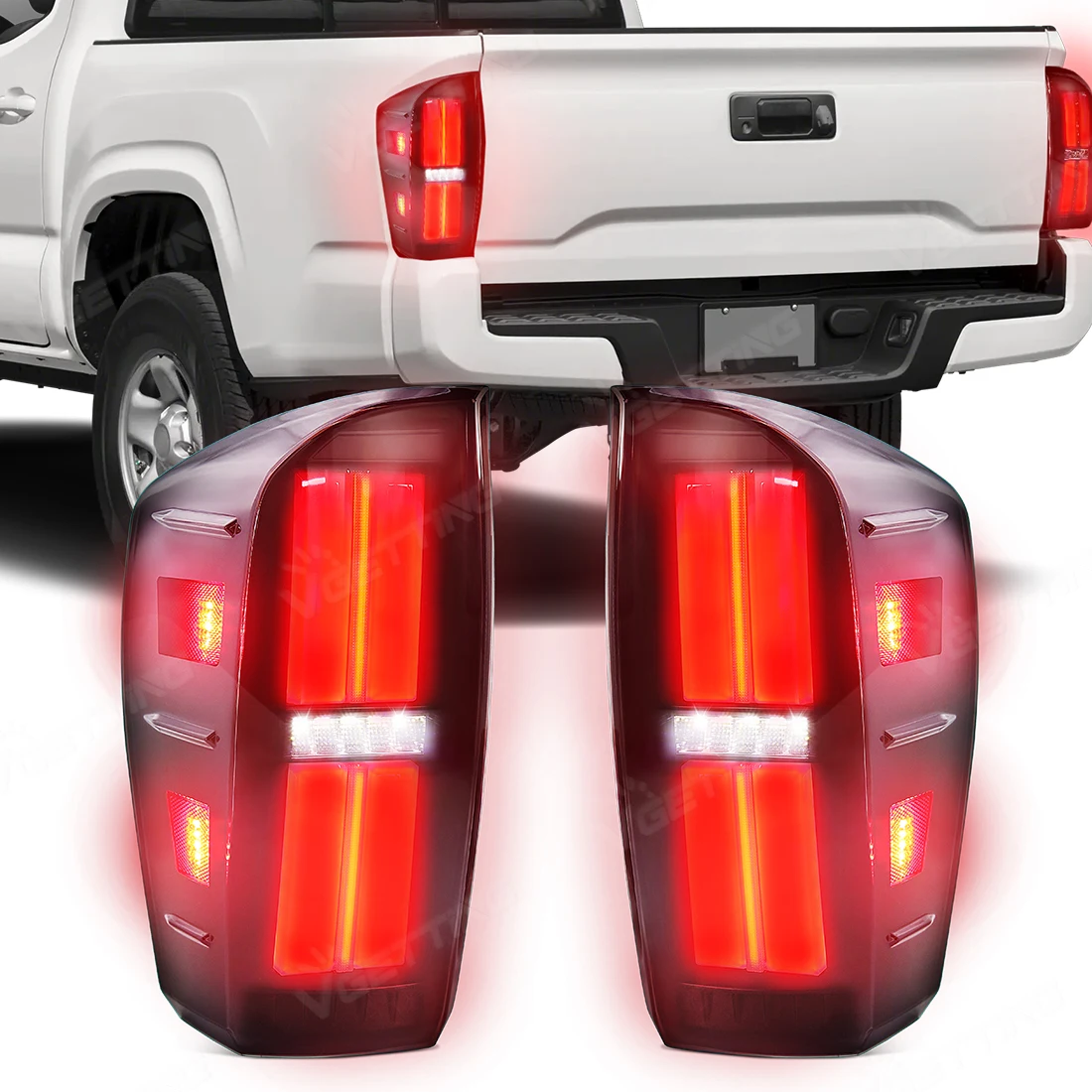 LED الضوء الخلفي الذيل مصابيح لتويوتا تاكوما 2016 2017 2018 2019 2020 2021 2022 2023 الخلفية الضباب مصباح بدوره إشارة عكس ضوء الفرامل #1