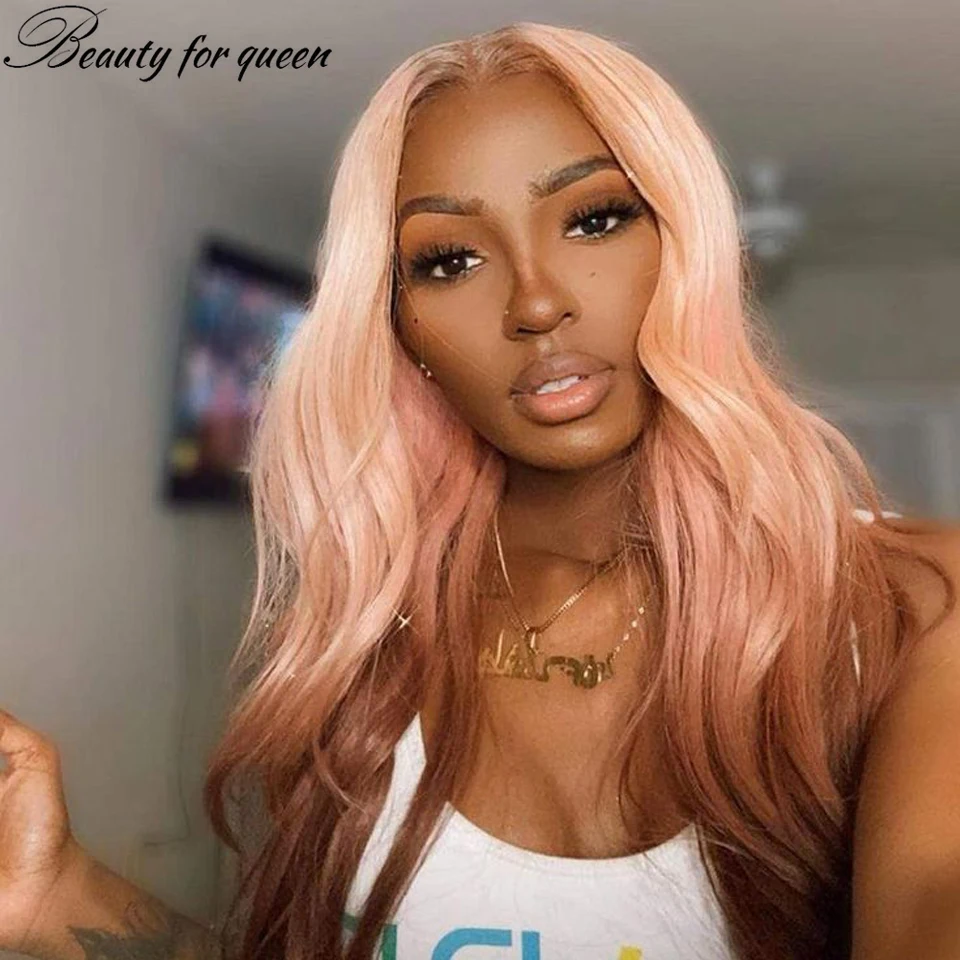 

Ombre Pink Body Wave Lace Front Human Hair Wigs For Black Women HD Transparent Lace Frontal Wigs Pre Plucked Brazilian Remy Hair