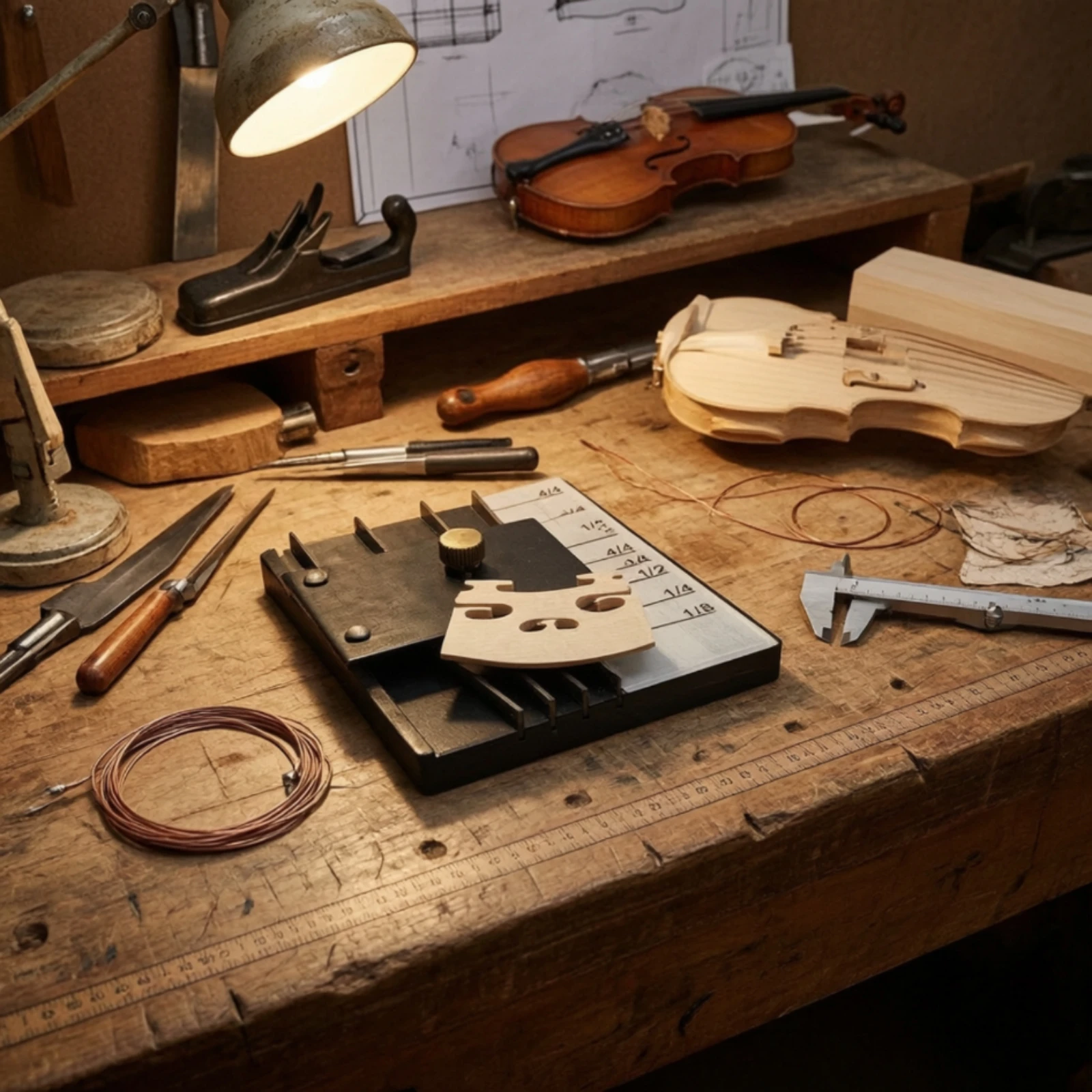 Violin Bridge Notch Marking Tool Exact Bridge Marker with Adjustment Knob String Notch Marker Metal Tools Compact for Luthiers