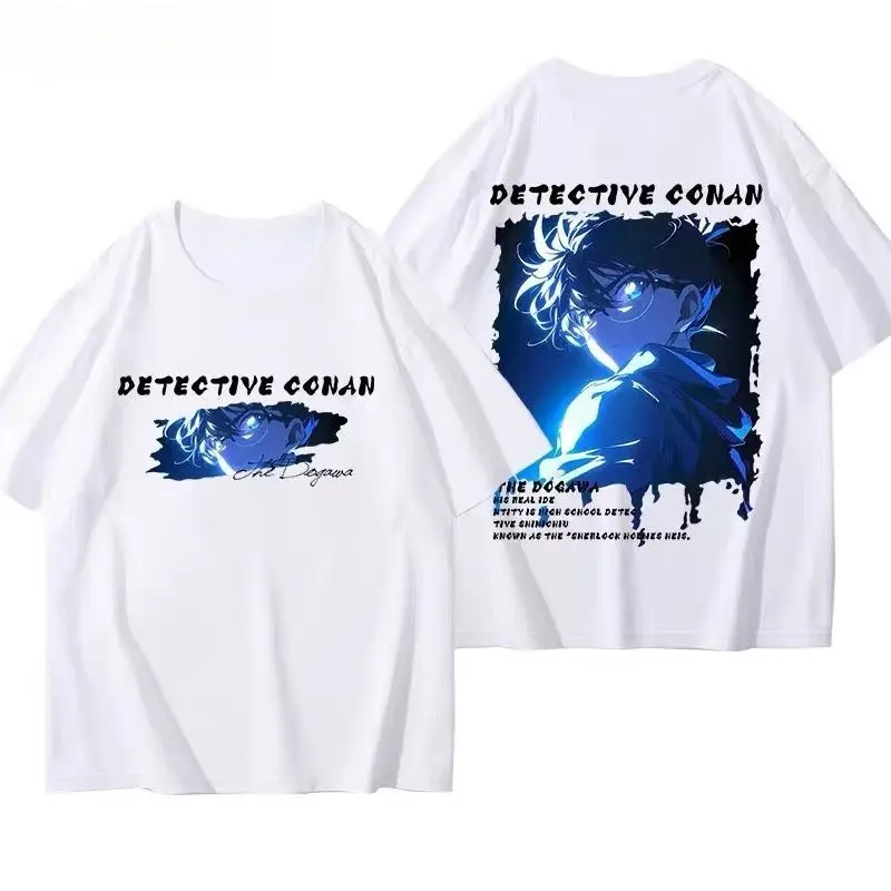 Anime japonês detetive conan camiseta de manga curta masculina solta de manga curta topo roupas de verão popular masculino e feminino