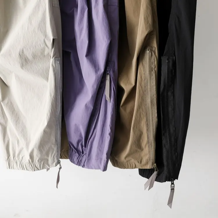 New Spring Autumn Men's Work Trousers High Waist Zipper Design Casual Loose Straight Leg Pants Couple Sle Nylon Fabric