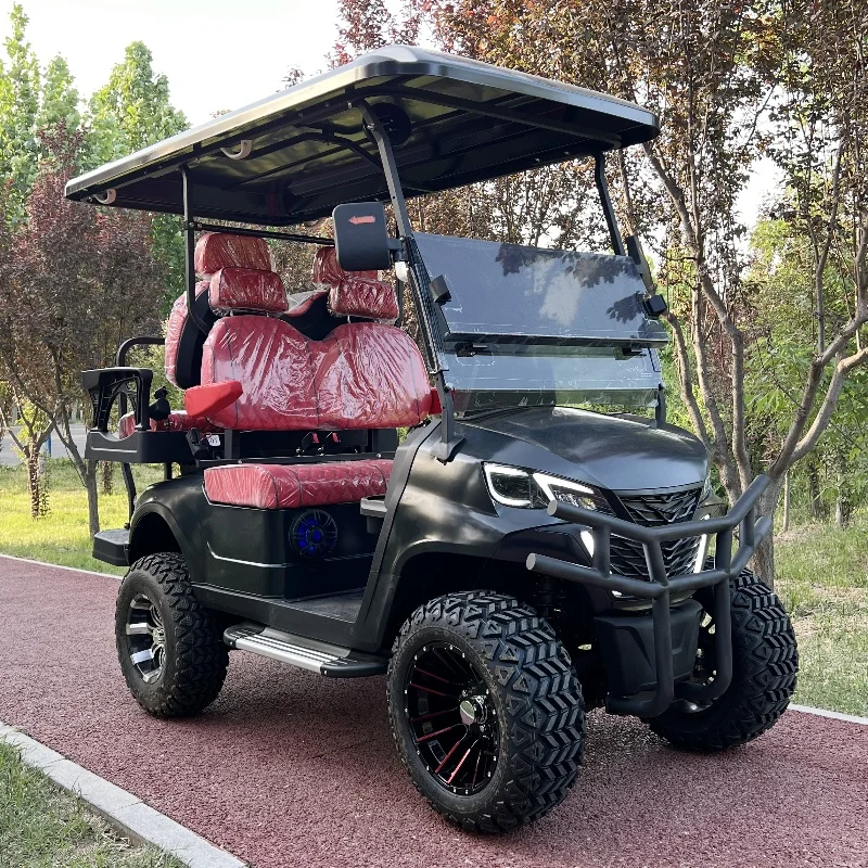 High Quality 5kw 60V 4 Wheel Disc Brake 6 Seater Electric Golf Cart With Off-Road Wide Tires Suitable For Golf Course Grass