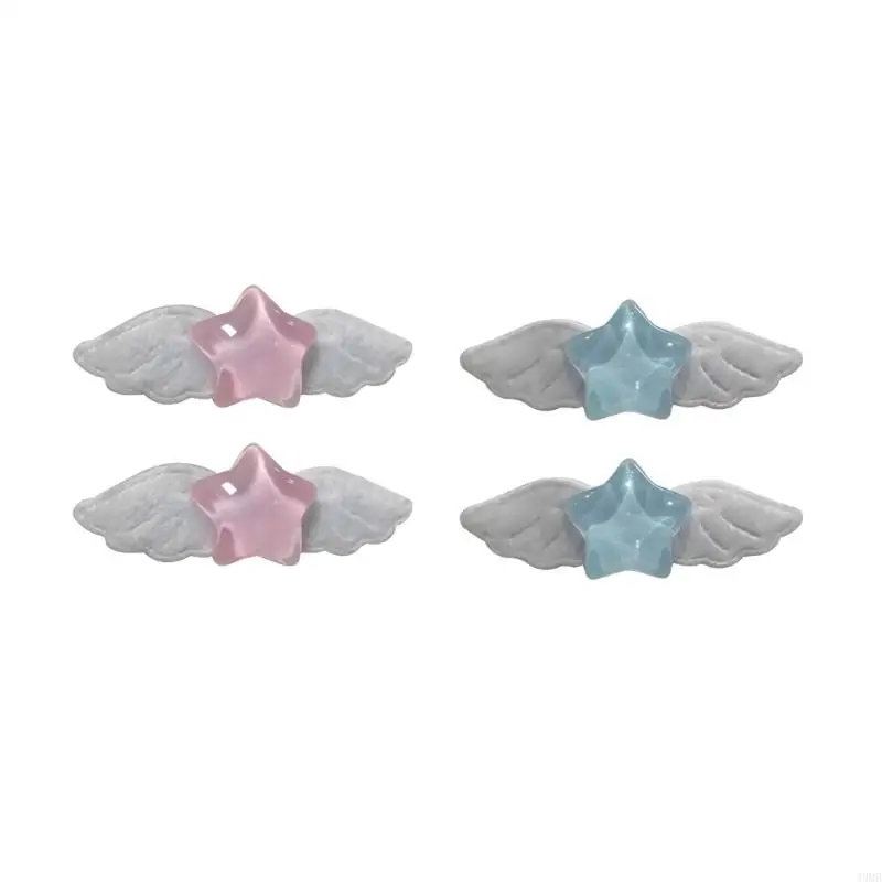 

49MB 2pcs Lovely Pentagram Star Wings Hair Clip Sweet Hairpins Fashion Hair Side Clip