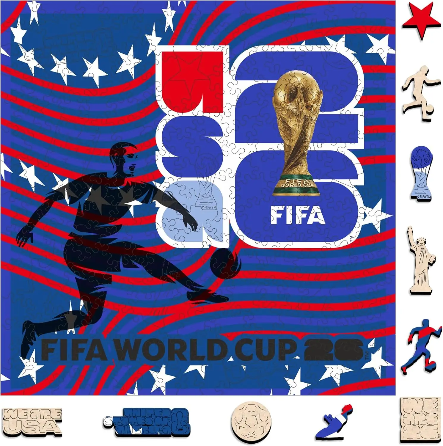 

Пазлы-постеры Чемпионата мира по футболу FIFA 2026, 200 деталей, деревянные, с изображением страны-органайзера США, подарок для футбольных фанатов, официально лицензированные