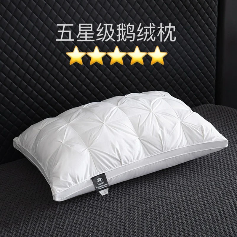 Oreiller en duvet/plumes de canard blanc, taie d'oreiller 100% coton, oreillers orthopédiques pour le cou, oreiller de santé de haute qualité pour dormir