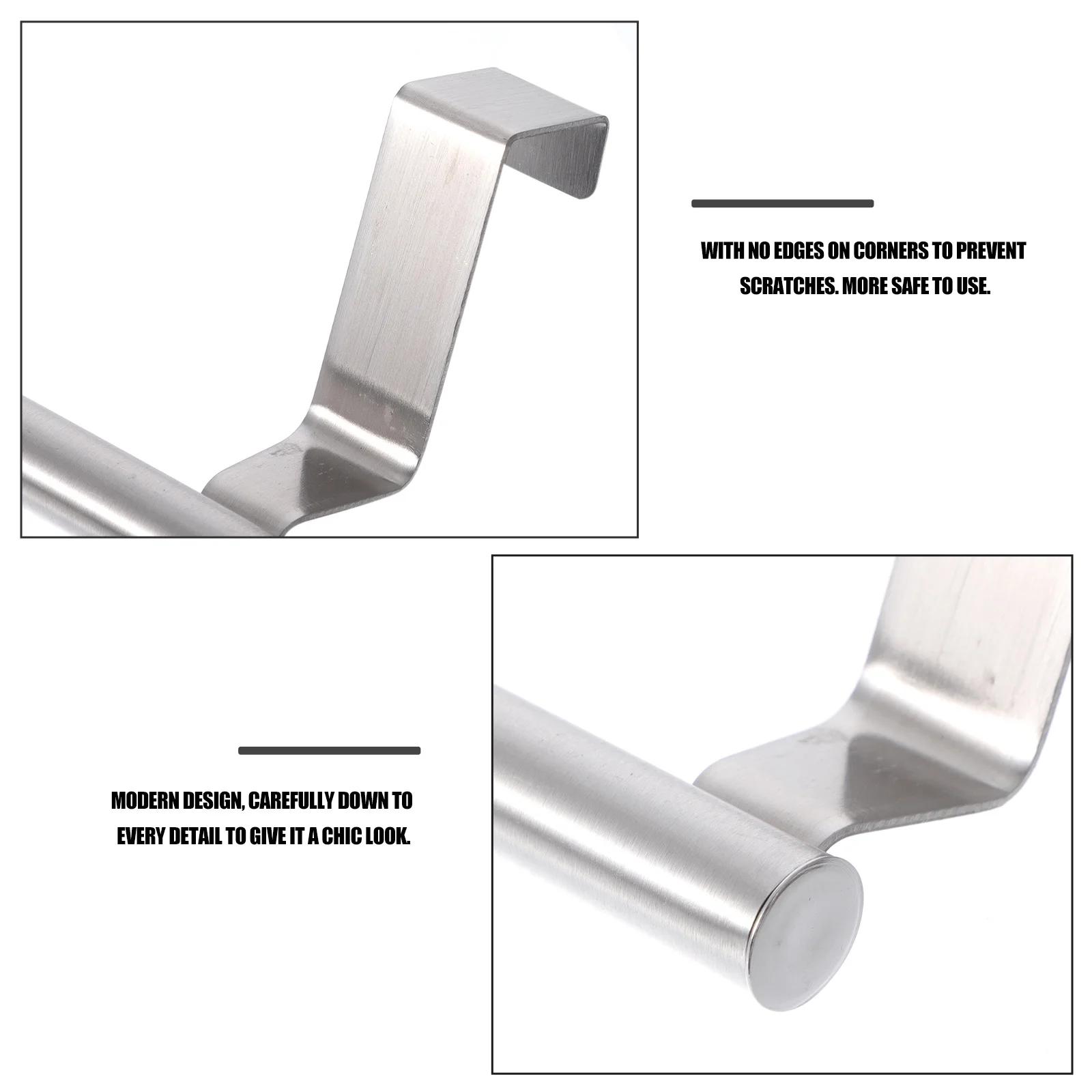 

2pcs Stainless Steel Towel Rack No Hole Design For Bathroom Kitchen Laundry Room Multifunctional Wall Mounted Organizer