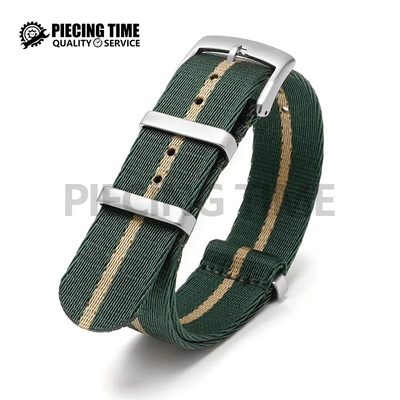 Pulseira de nylon de alta densidade para pulseiras, fivela de prata, pulseira militar para pulseiras, adequada para relógios tradicionais eletrônicos