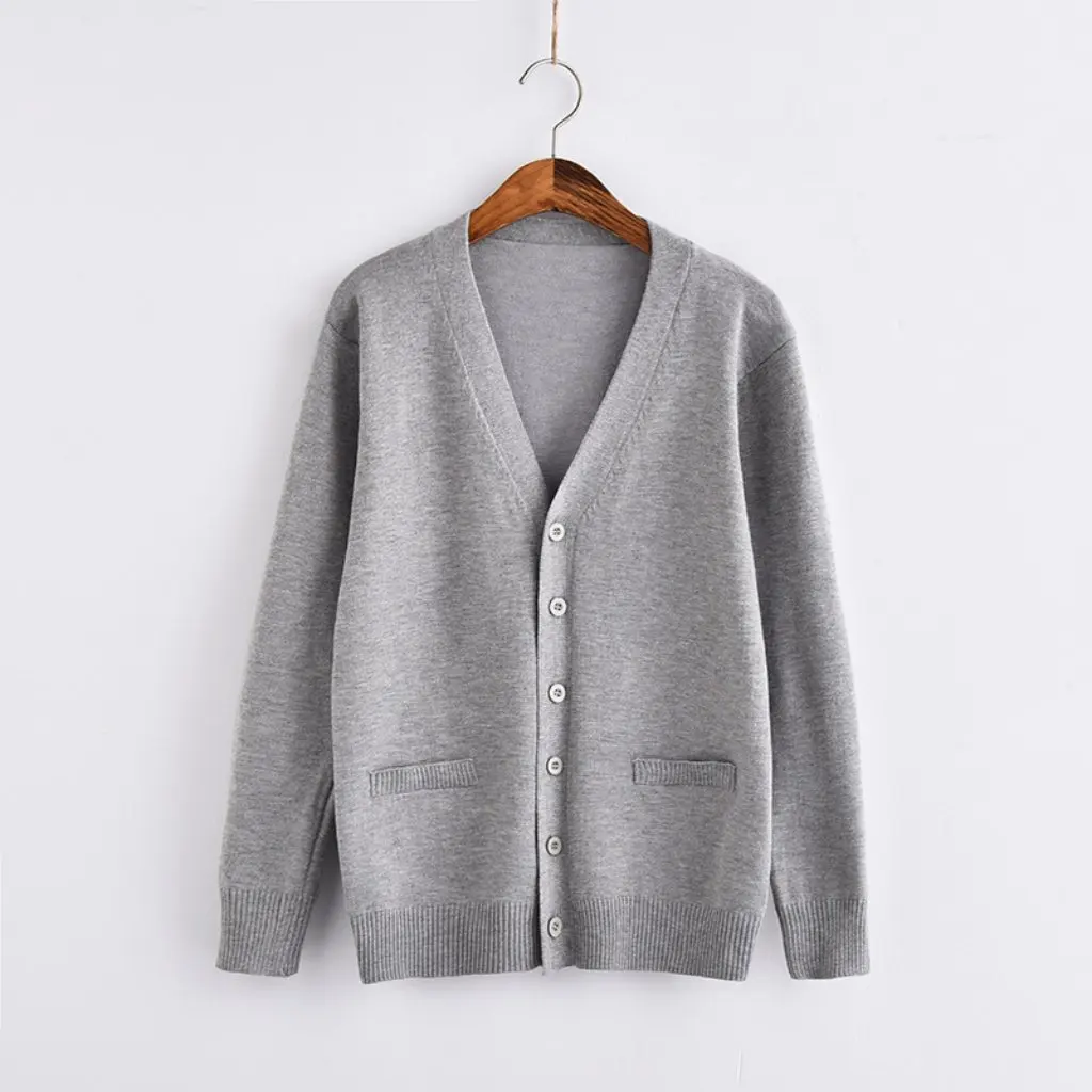 

Женский свитер JK с длинными рукавами, кардиган, темно-серый вязаный топ, униформа в японском студенческом стиле, школьная одежда, весенне-осенняя одежда