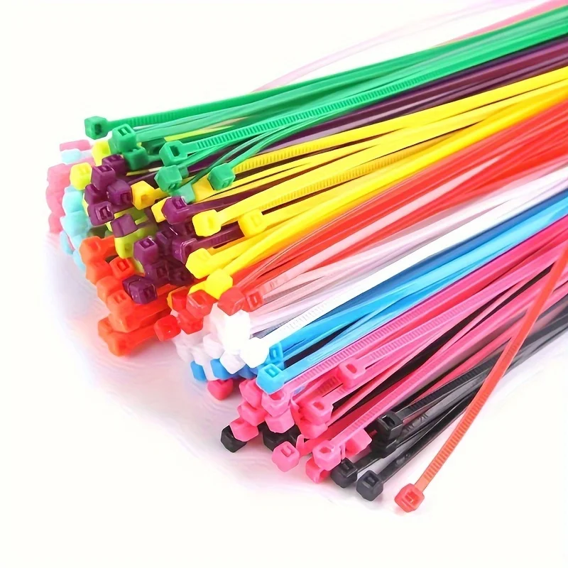 100/200pcs Colored Cable Ties,Self-Locking Nylon Zip Ties,Heavy Duty Wire Management Ties for Home,Garage,Garden Organization