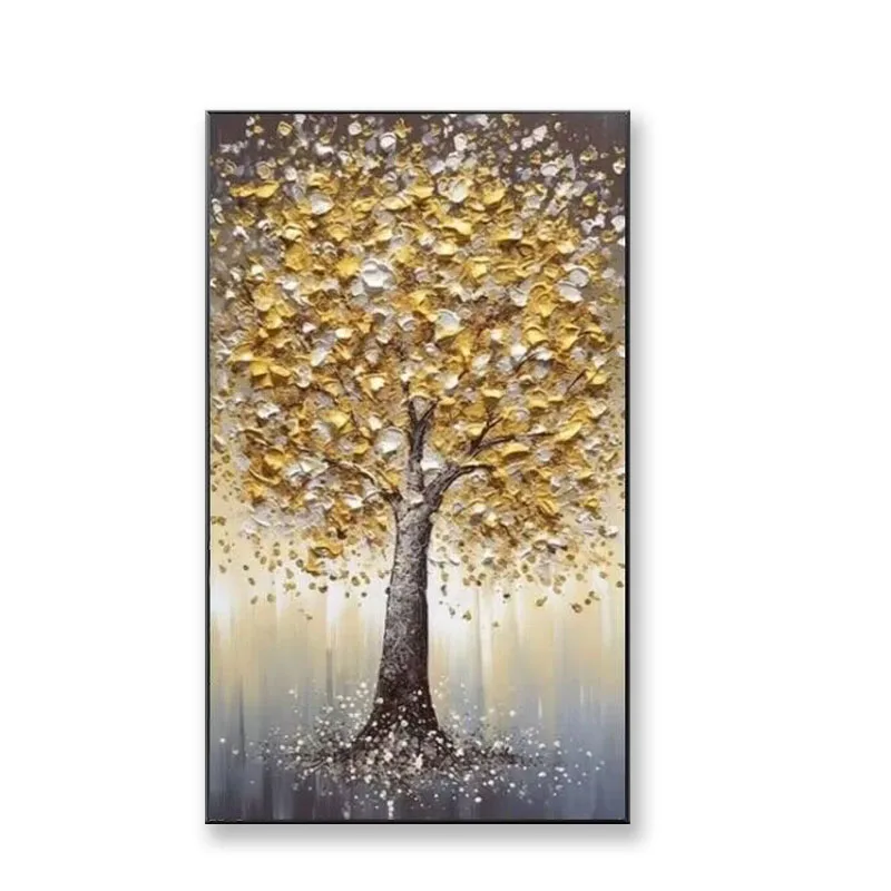

Pure Hand-painted Golden Wealth Tree For Home Decoration Hand Painted Oil Painting On Canvas For Living Room room Porch Hangin