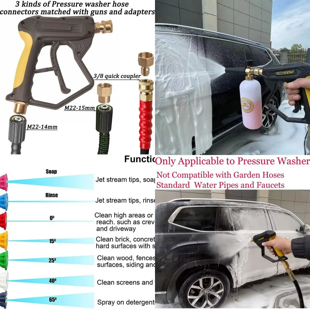 

X-887 High Pressure Washer Gun with Foam Cannon 2 Adapter 7 Pressure Washer Nozzles,for Car Washing