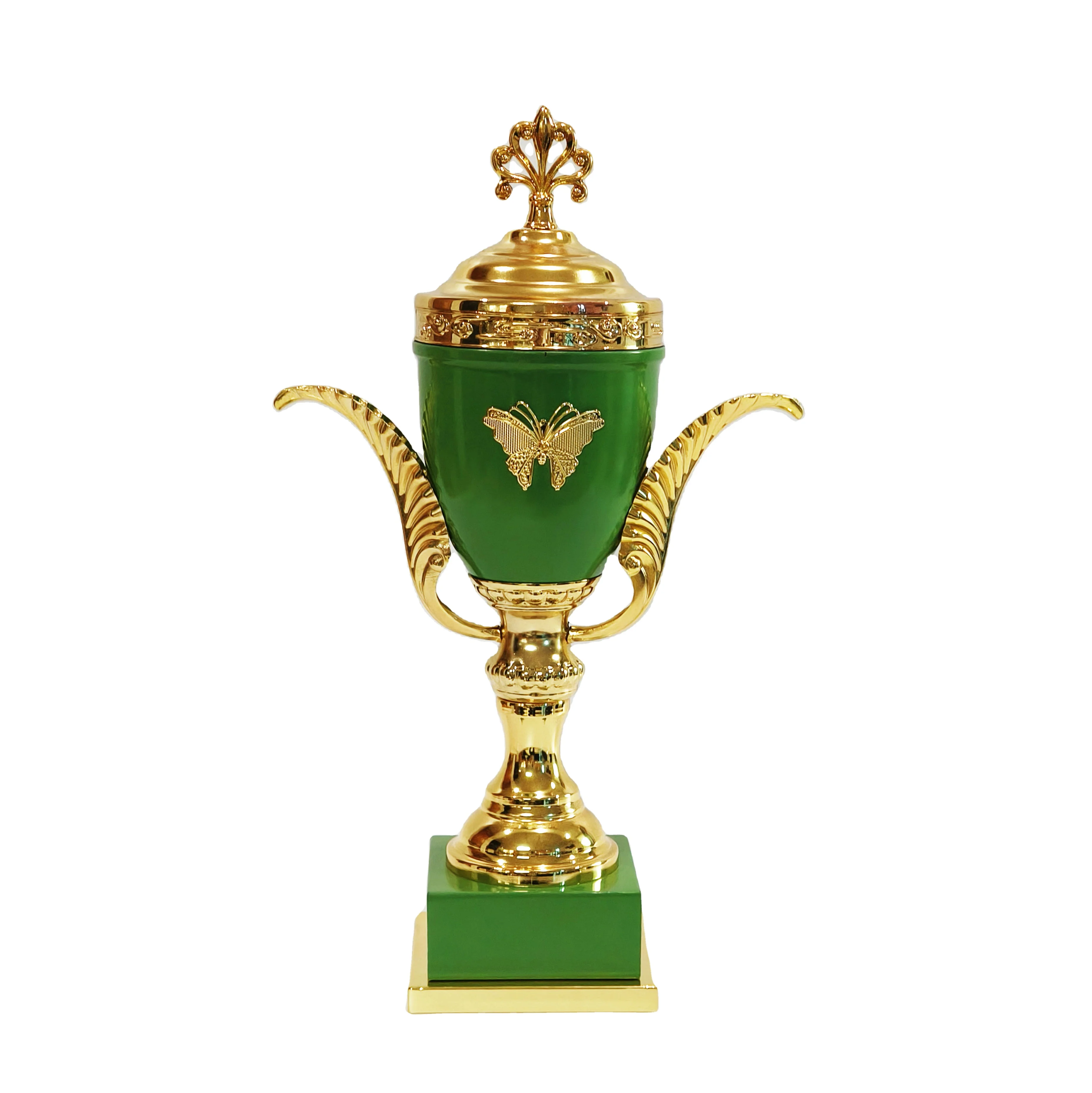 2026 New Design Golden White Trophy Cup Awards Double Ears and High End Unique Design Quality Grade Metal Custom Trophy Cup