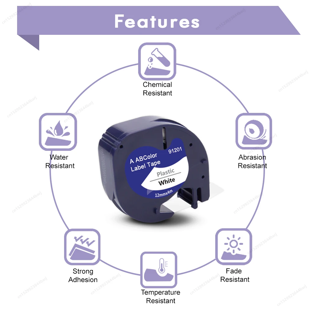 2/5/10PK 91201 Compatible con recargas Dymo Letratag 91201 91331 12267 91200 91202 Cinta LT de 12 mm para rotuladora Dymo LT100H 100T