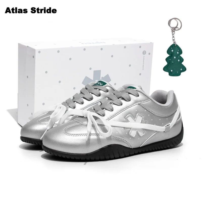 

Women's Metallic Lace-Up Sneakers Removable Plaid Insoles Decorative Charm Lightweight Non-Slip Sole Casual Daily Walking Shoes