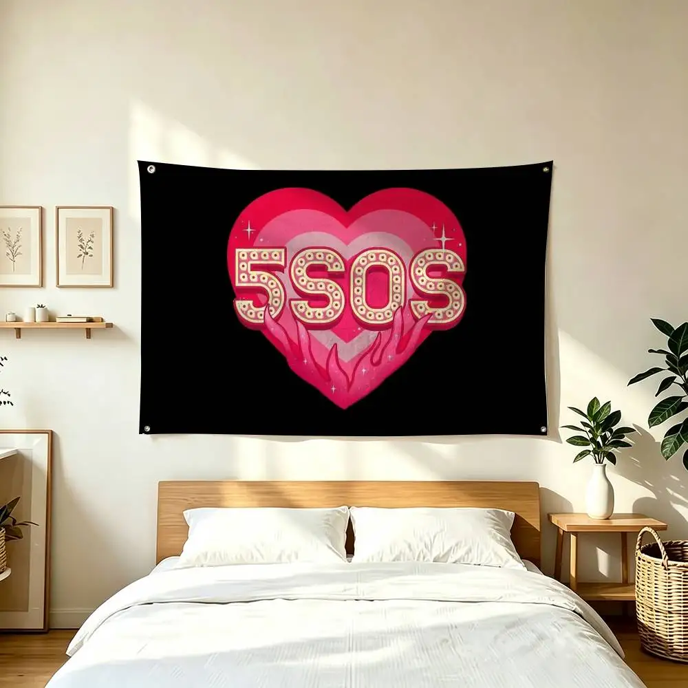 5 Seconds of Summer 5SOS  Flags Wall Hanging Tapestry Outdoor Garage Room Decorative flag Background Blanket