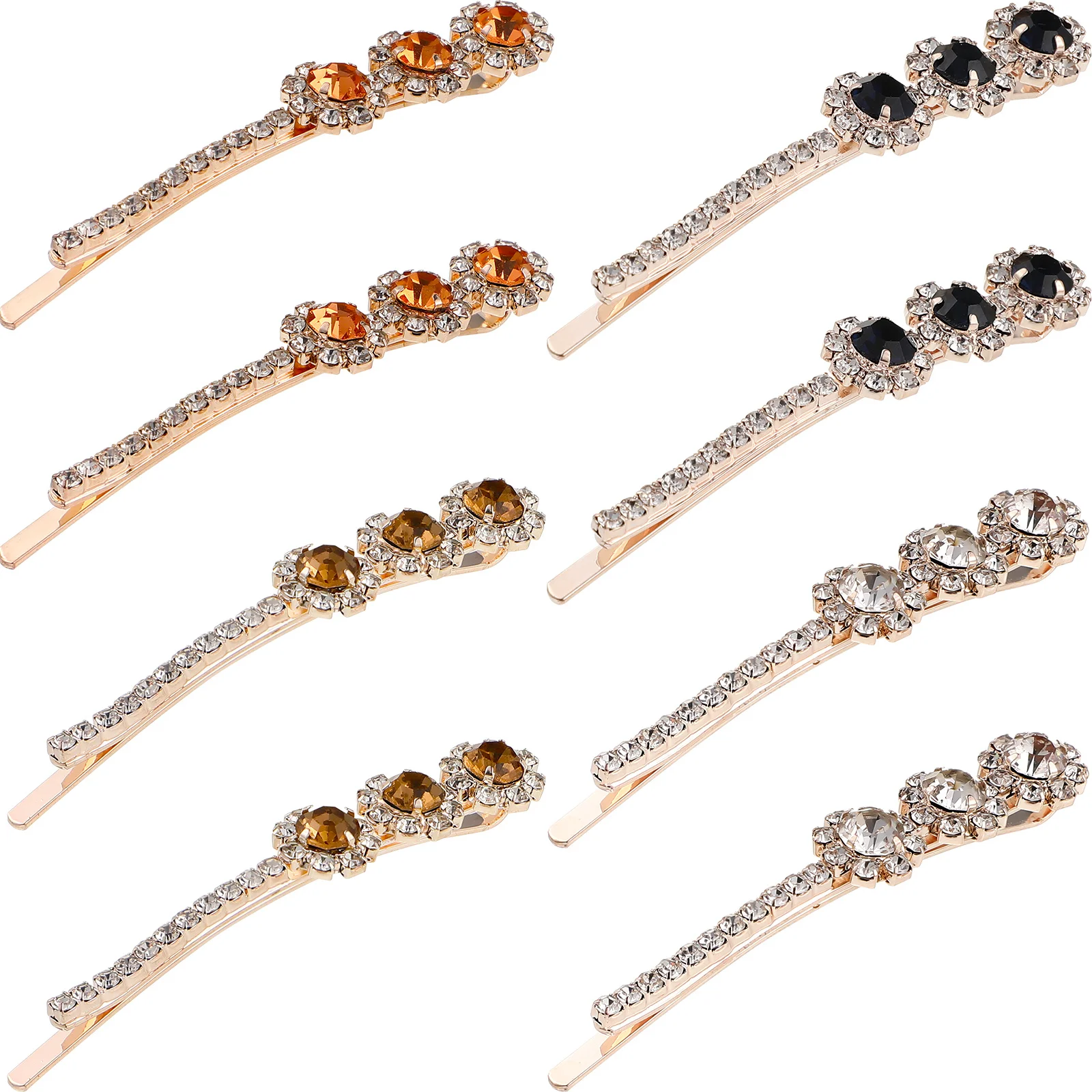 

8Pcs Rhinestone Bobby Pins Hair Clips for Women Elegant Styling Accessories Wedding Engagement Thick Curly Hair Bang Clips