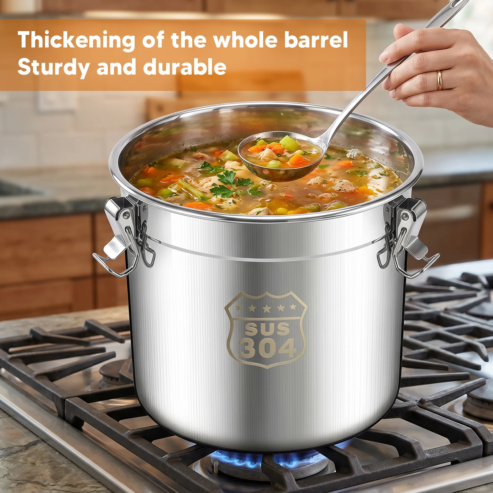 6/12/21/33L Stainless Steel Airtight Canister with Seal Lid Food Storage Container with Handles for Home Kitchen Bar Restaurants